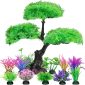 Artificial Aquarium Plastic Plants Decor green