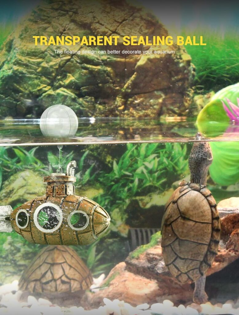 Fish Tank Decoration Featuring A Floating Submarine 4